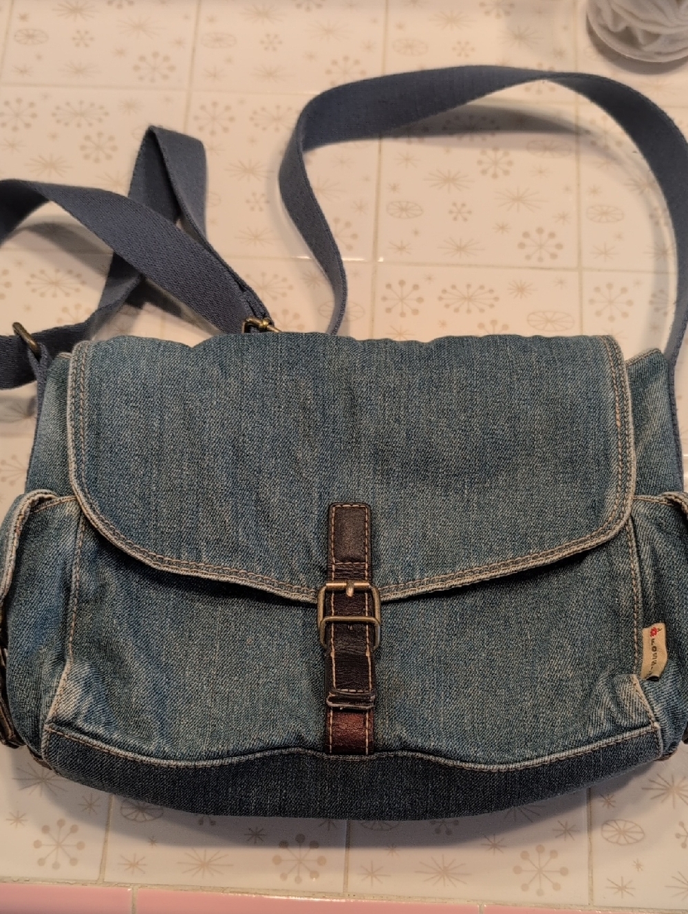 Fossil Casual Blue Denim Crossbody Bag - Adjustable Strap